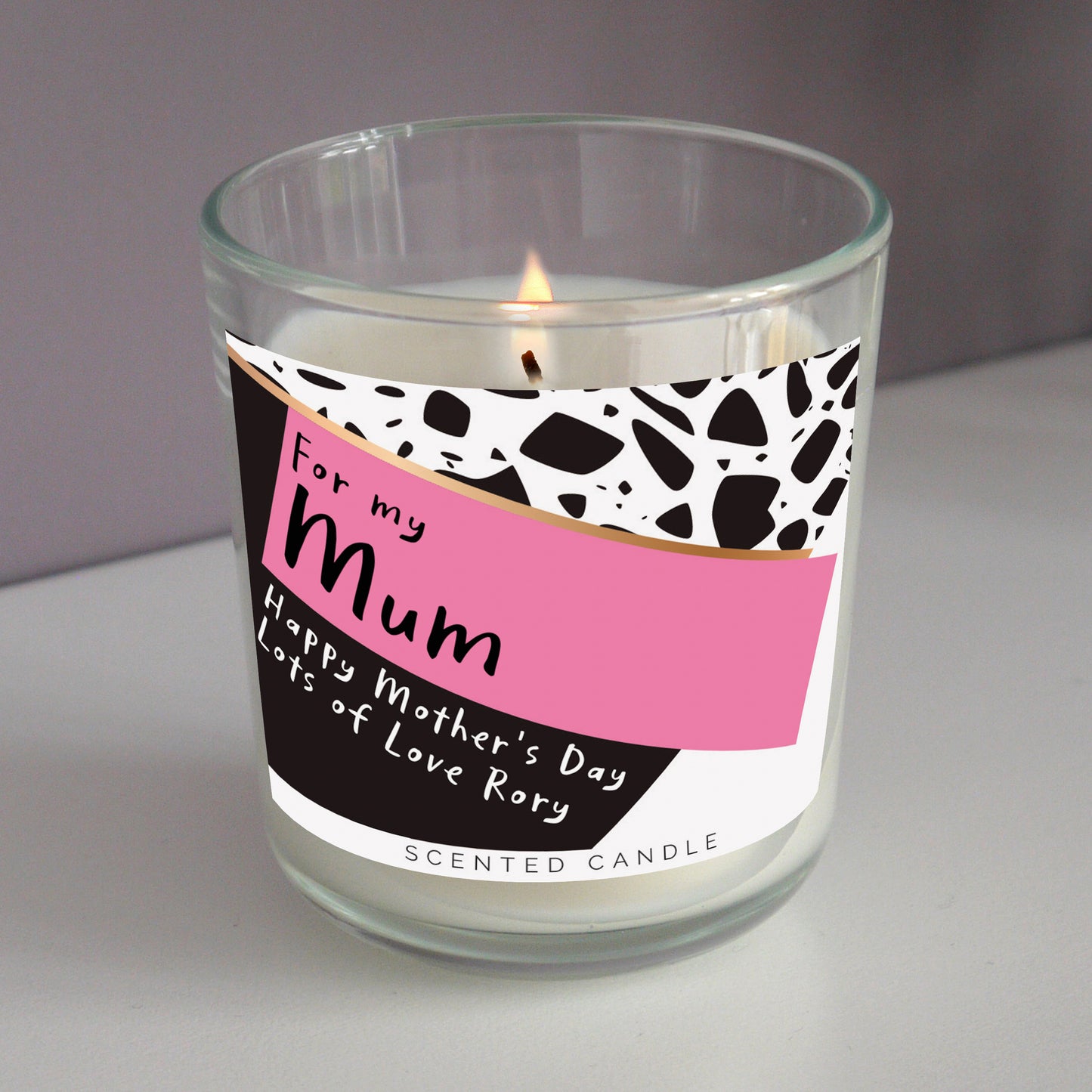 Personalised Pink & Black Scented Jar Candle