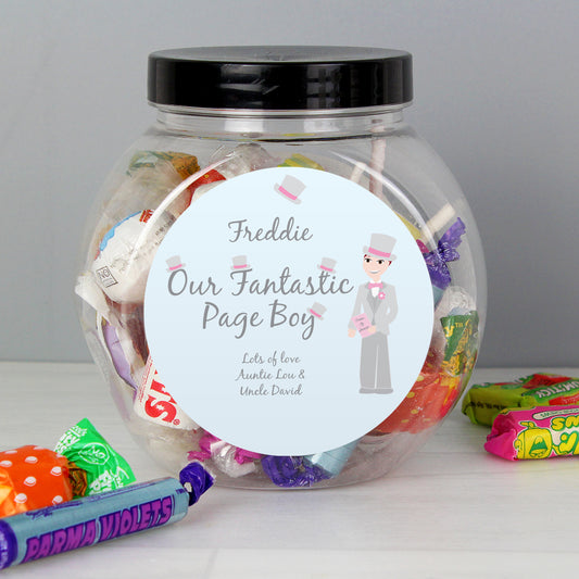 Personalised Fabulous Pageboy Sweet Jar