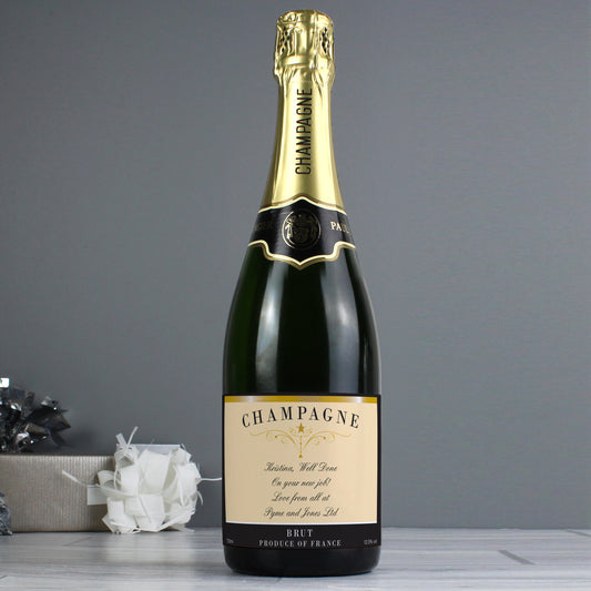 Personalised Any Message Classic Label Champagne