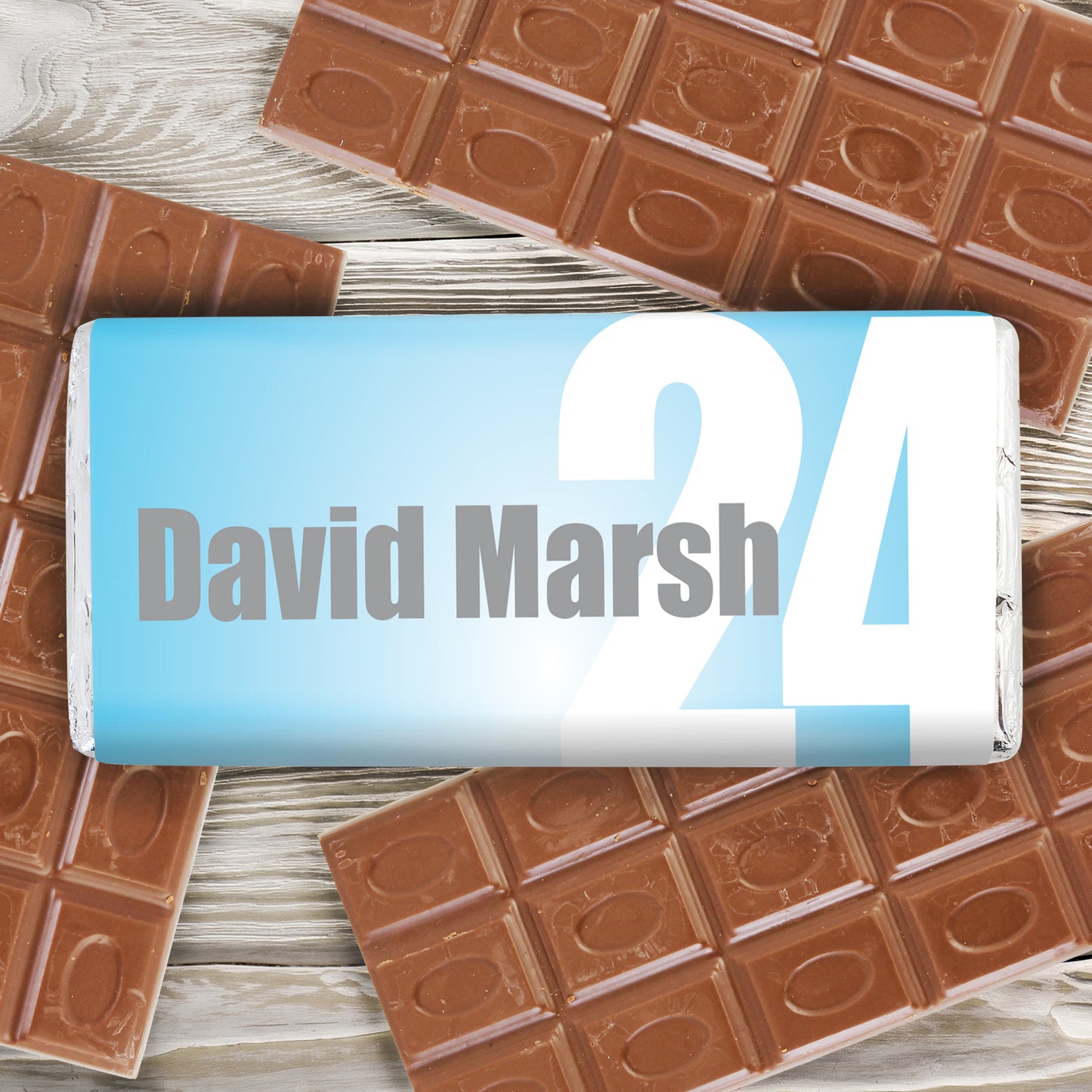 Personalised Blue Number Milk Chocolate Bar