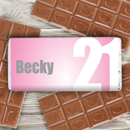 Personalised Pink Number Milk Chocolate Bar