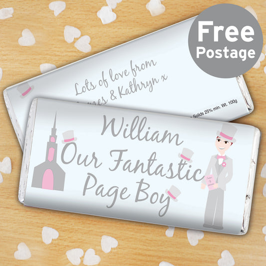 Personalised Fantastic Page Boy Milk Chocolate Bar