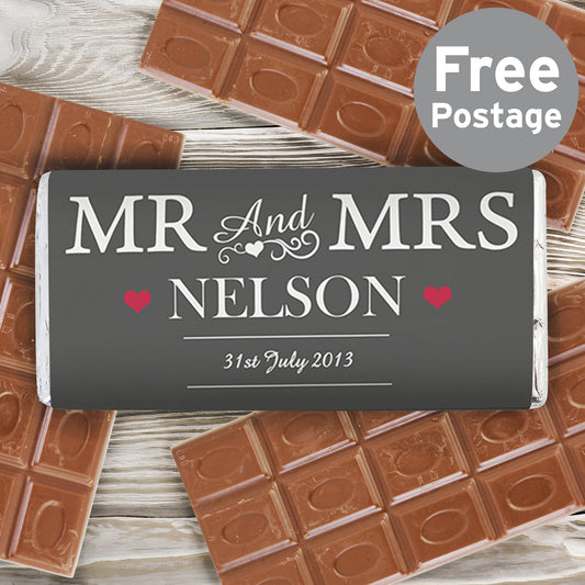 Personalised Mr & Mrs Milk Chocolate Bar