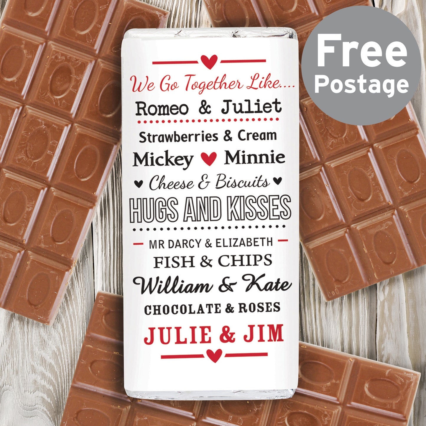 Personalised We Go Together Like.... Milk Chocolate Bar