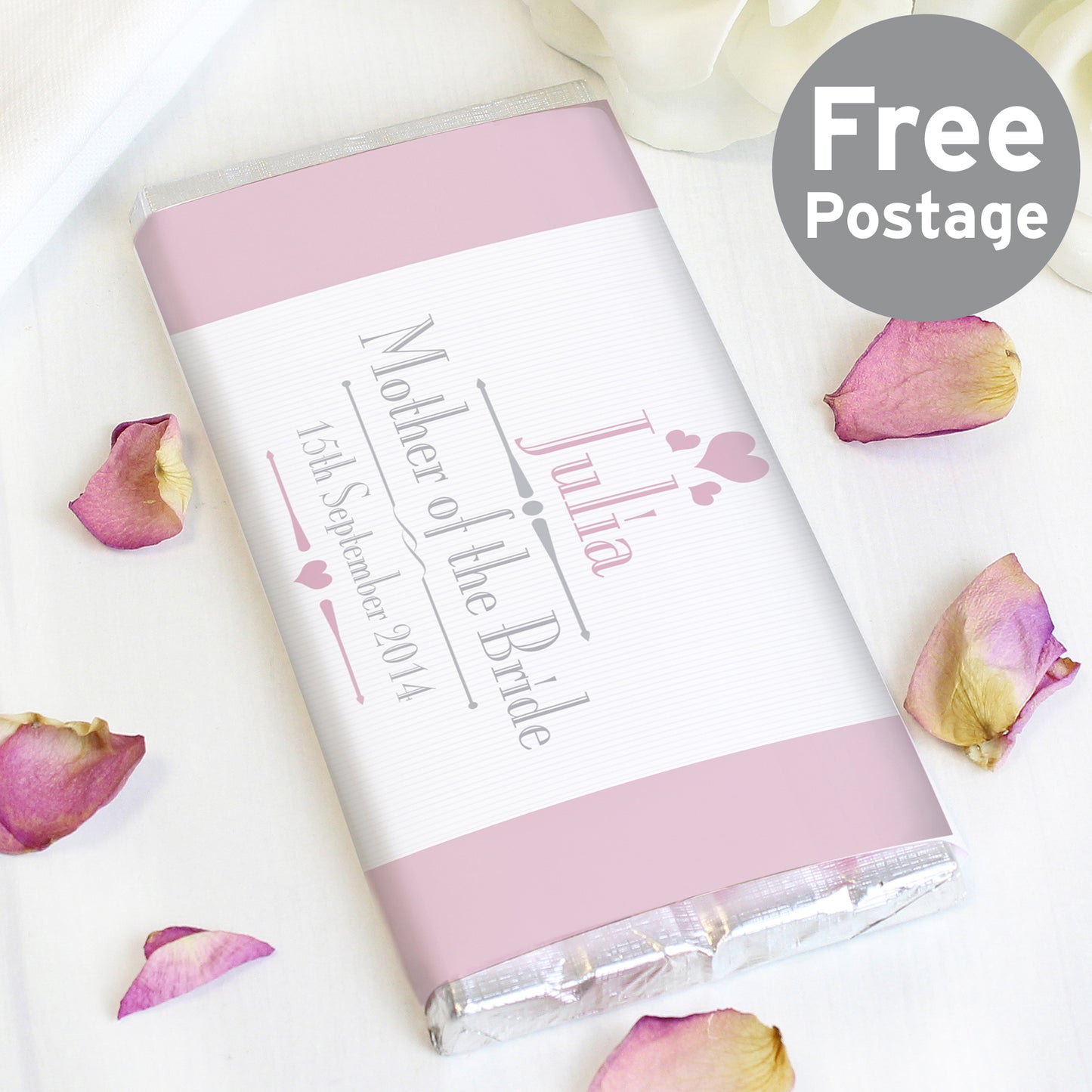 Personalised Decorative Wedding Female Milk Chocolate Bar