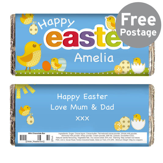 Personalised Easter Chick Milk Chocolate Bar