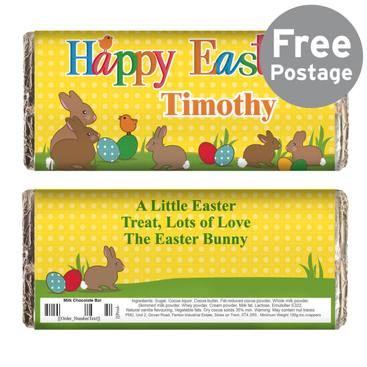 Personalised Easter Bunny Milk Chocolate Bar