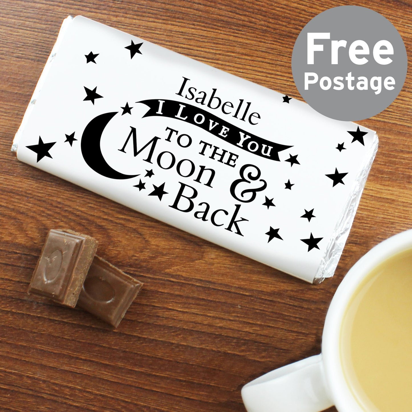 Personalised To the Moon and Back... Milk Chocolate Bar