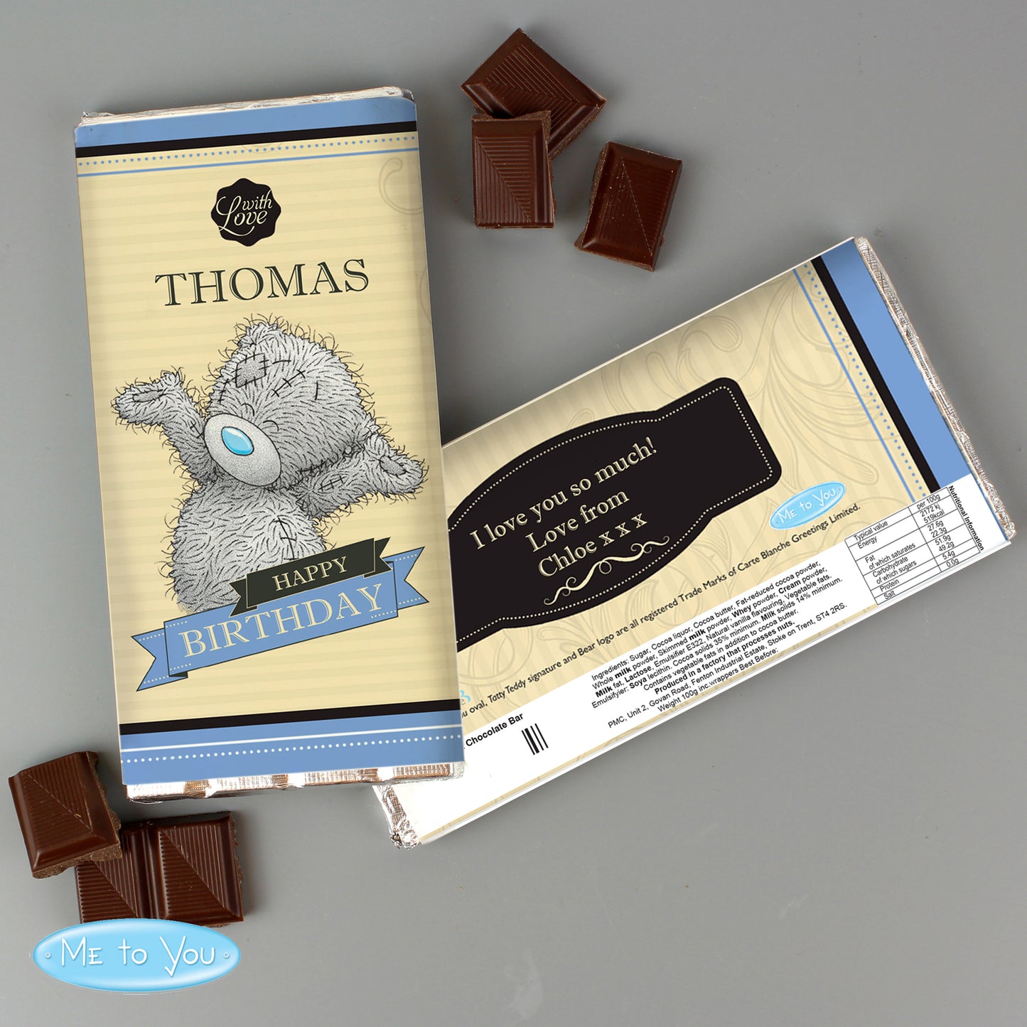 Personalised Me to You Milk Chocolate Bar For Him