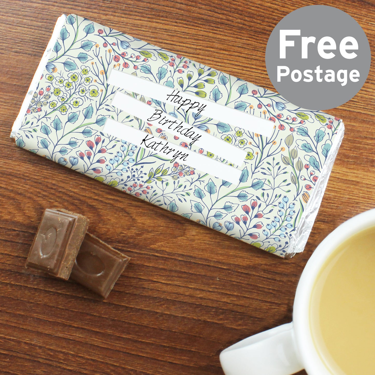 Personalised Botanical Milk Chocolate Bar