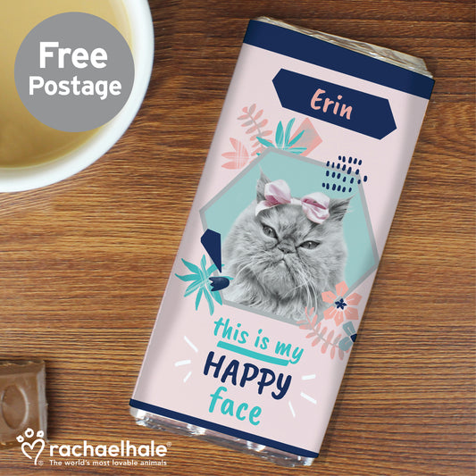 Personalised Rachael Hale 'Happy Face' Cat Chocolate Bar