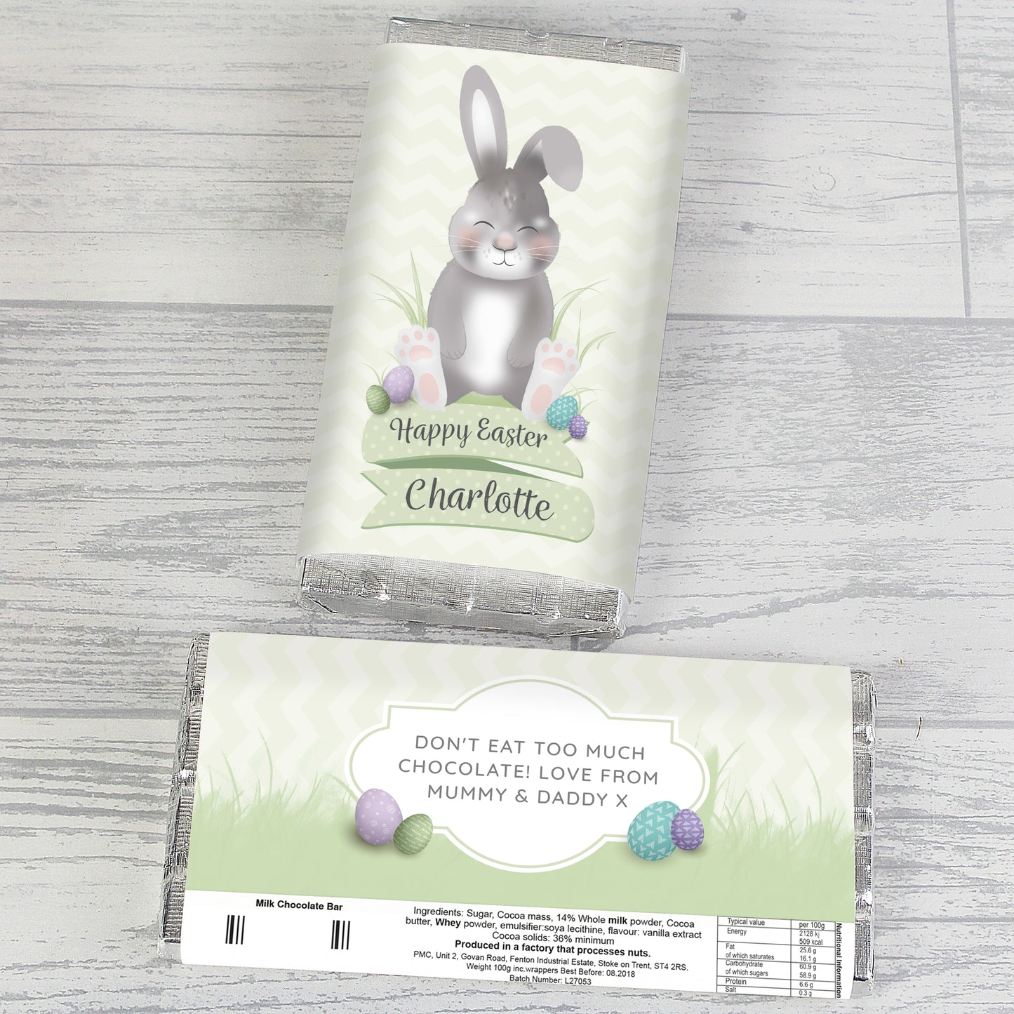 Personalised Easter Bunny Chocolate Bar