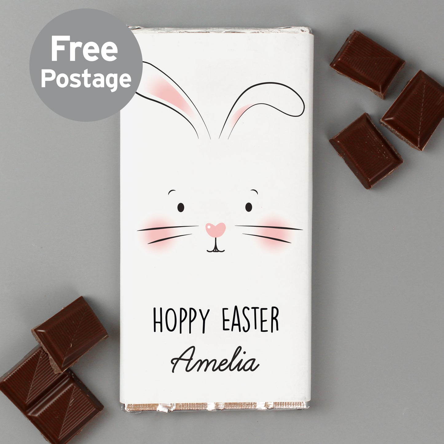 Personalised Bunny Features Milk Chocolate Bar