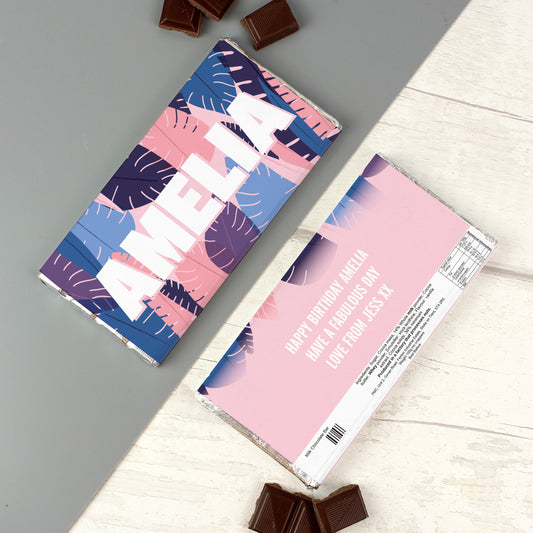 Personalised Palm Leaves Milk Chocolate Bar
