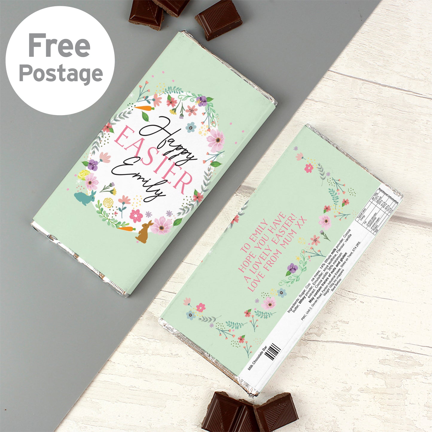 Personalised Easter Springtime Milk Chocolate Bar