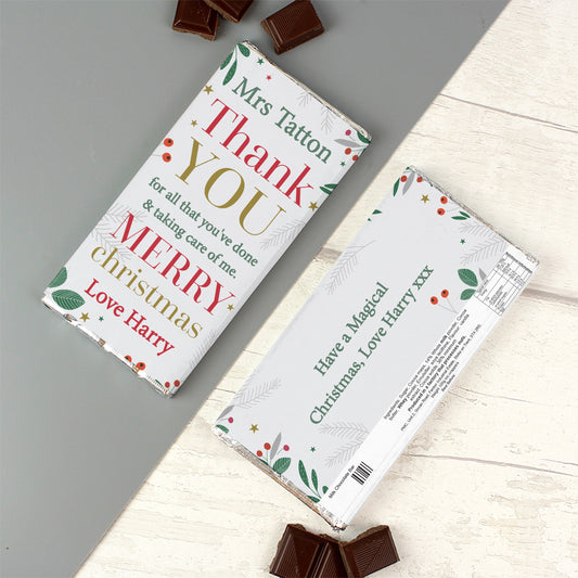 Personalised Thank You Milk Chocolate Bar
