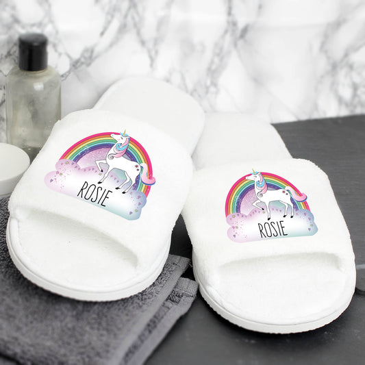 Personalised Unicorn Velour Slippers