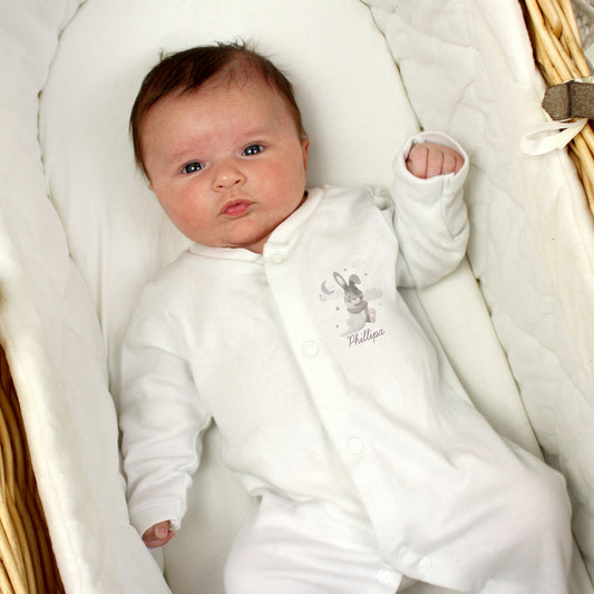 Personalised Baby Bunny Babygrow 0-3 months