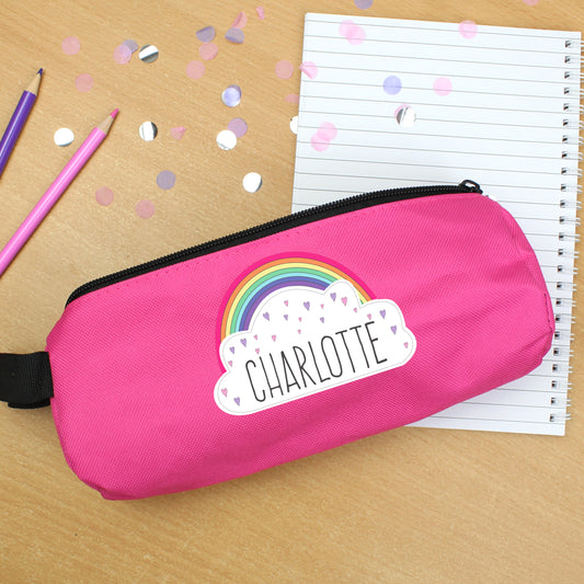 Personalised Rainbow Pink Pencil Case