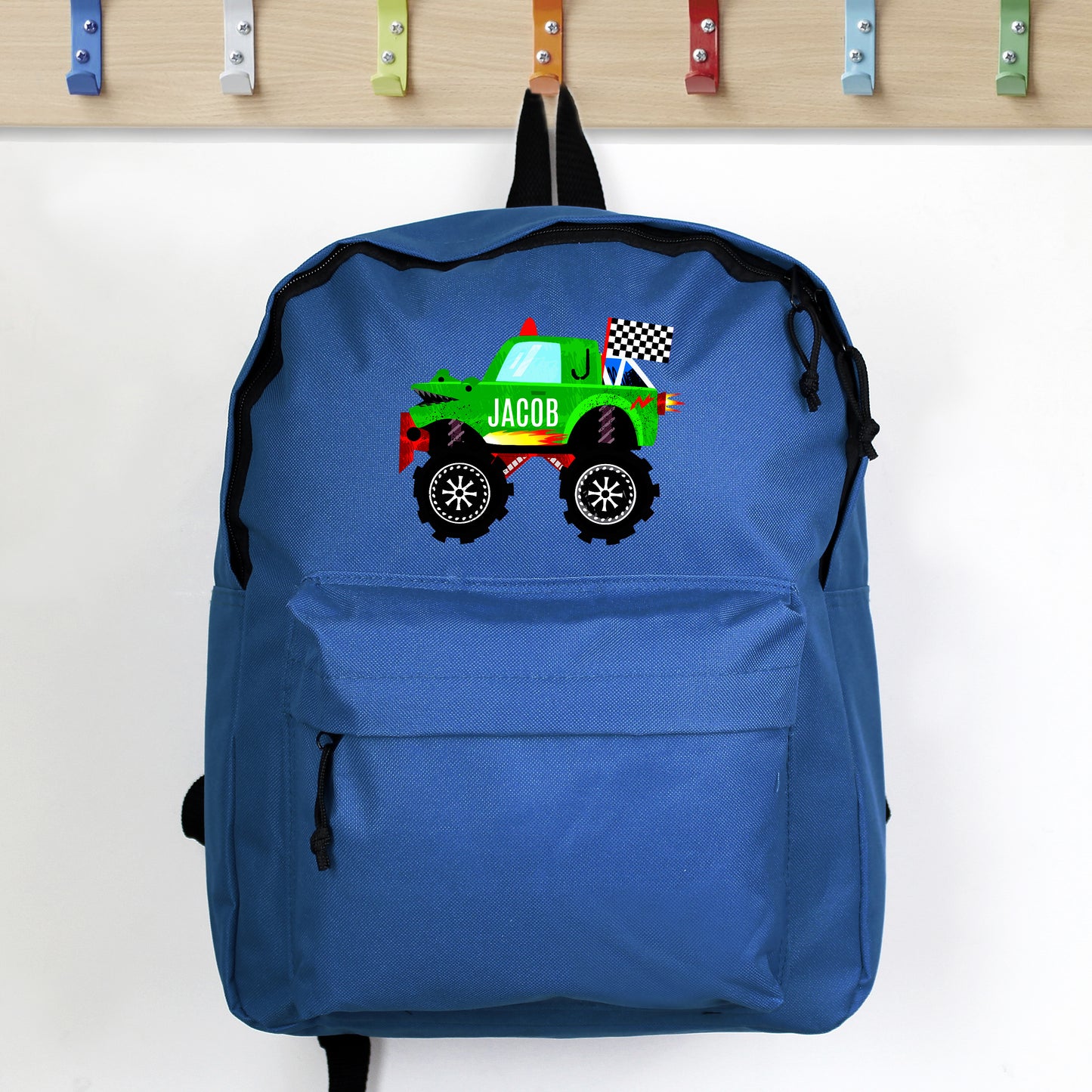 Personalised Monster Truck Blue Backpack