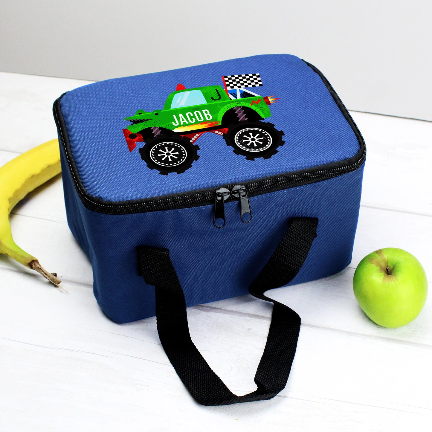 Personalised Monster Truck Blue Lunch Bag