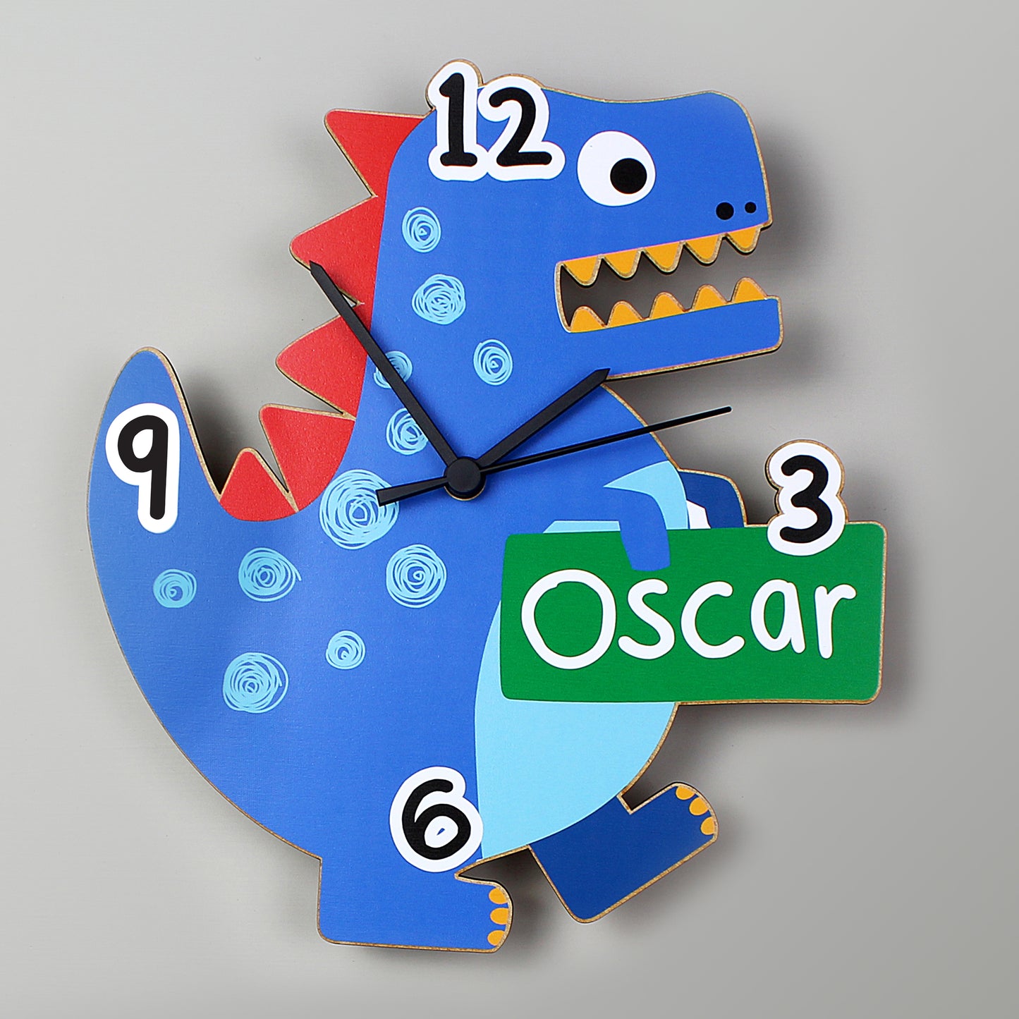 Personalised Dinosaur Shape Wooden Clock