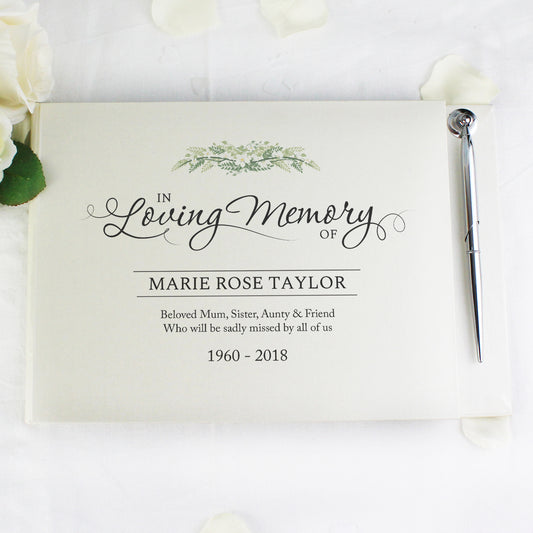 Personalised In Loving Memory Hardback Guest Book & Pen