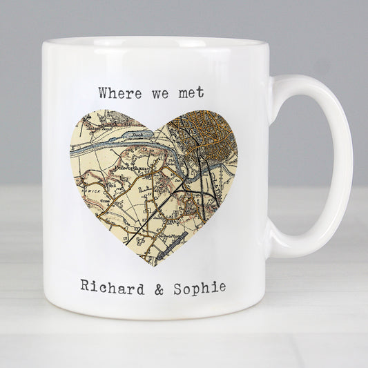 Personalised 1896 - 1904 Revised New Map Heart Mug