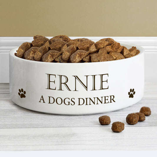 Personalised Paws 14cm Medium White Pet Bowl