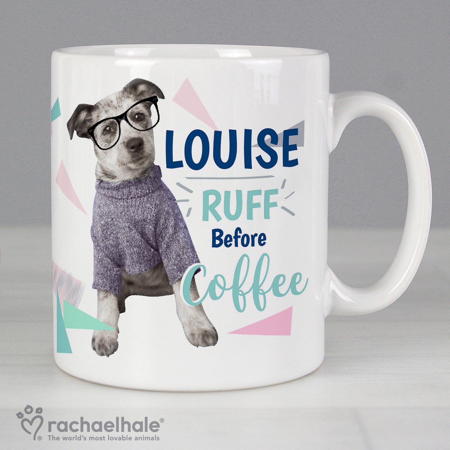 Personalised Rachael Hale 'Ruff Before Coffee' Dog Mug