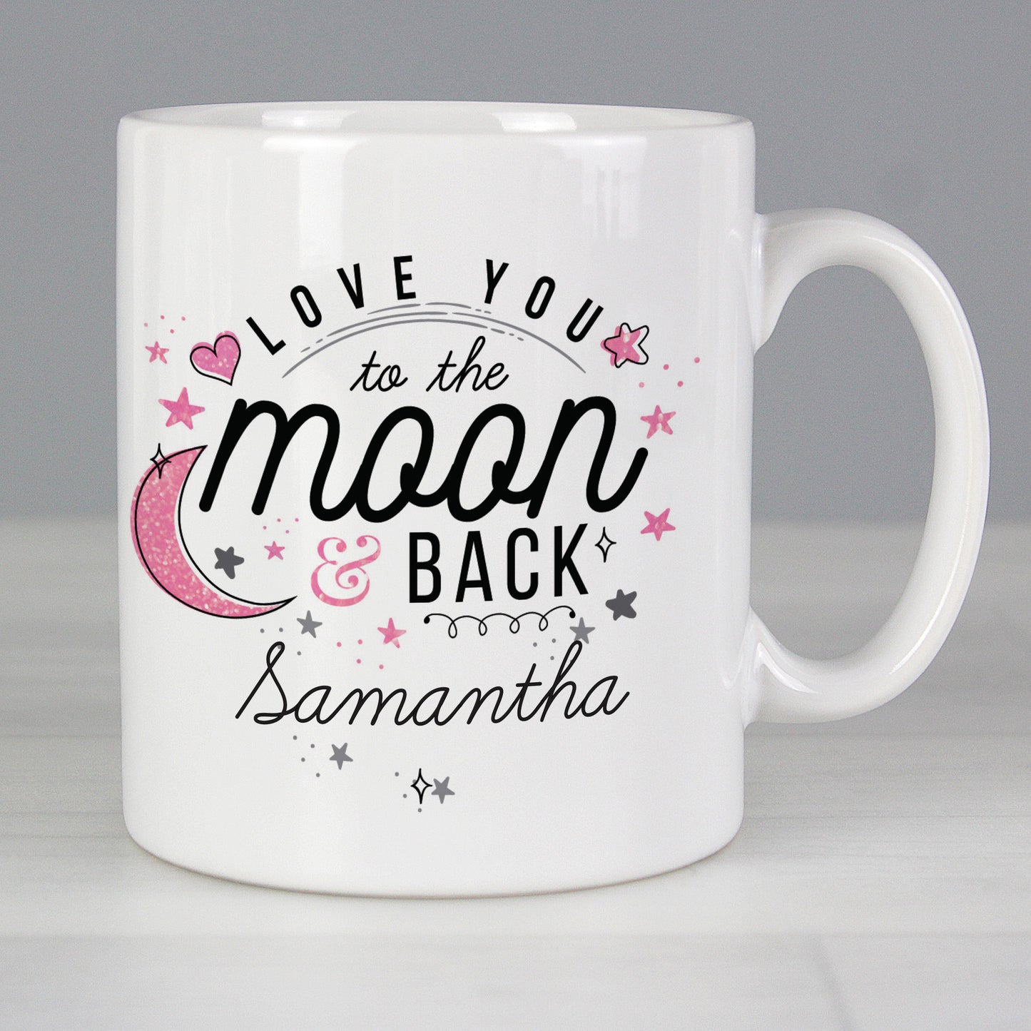 Personalised To The Moon & Back Pink Mug