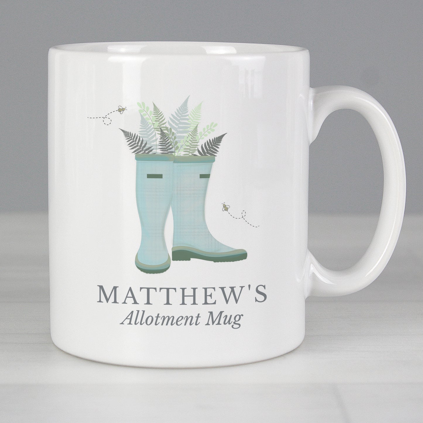 Personalised Blue Wellies Mug