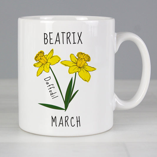 Personalised March Birth Flower - Daffodil Mug