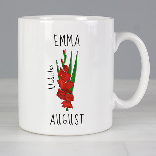 Personalised August Birth Flower - Gladioli Mug