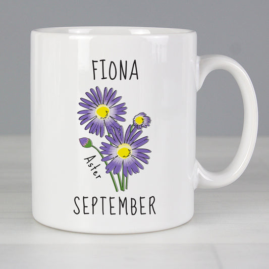 Personalised September Birth Flower - Aster Mug