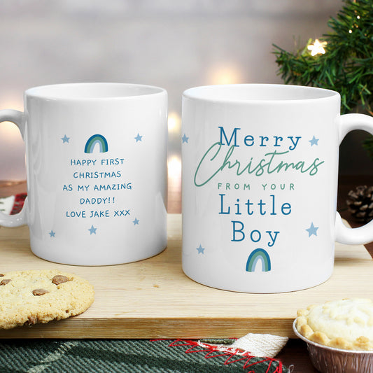 Personalised Merry Christmas From Your Little Boy Mug