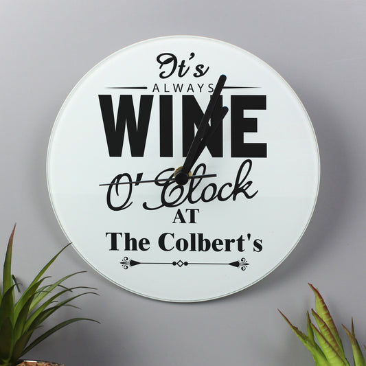 Personalised Wine O'Clock Clock