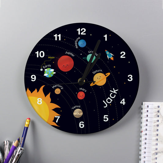 Personalised Solar Space System Glass Clock