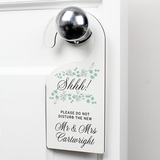 Personalised Floral and Eucalyptus Wedding Door Hanger