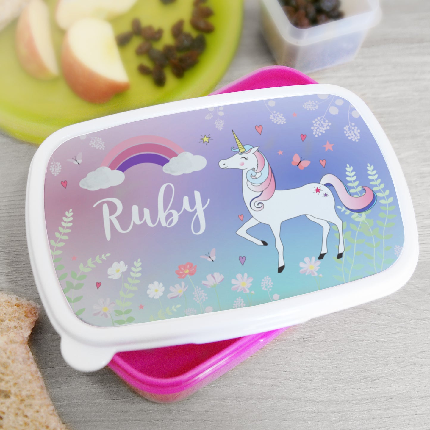 Personalised Unicorn Name Only Pink Lunch Box