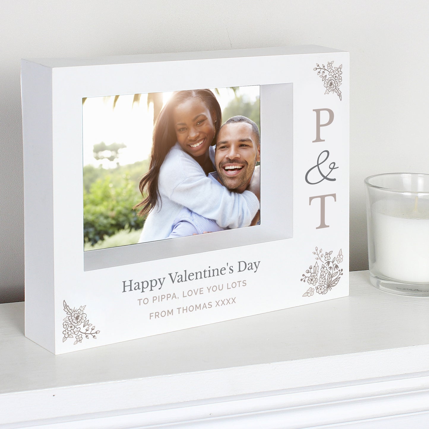 Personalised Couples Initials 5x7 Landscape Box Photo Frame