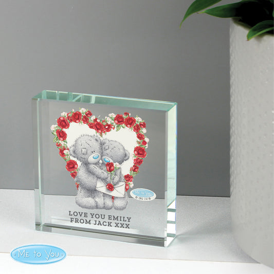 Personalised Me to You Rose Heart Crystal Token