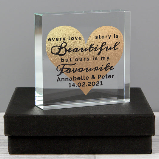 Personalised Every Love Story Is Beautiful Crystal Token