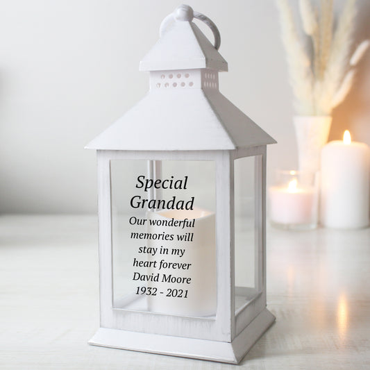 Personalised Memorial White Lantern