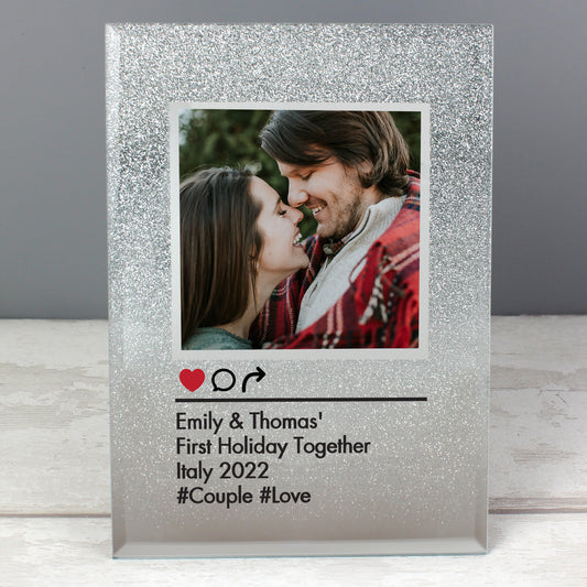 Personalised Instagram Post 4x4 Glitter Glass Photo Frame