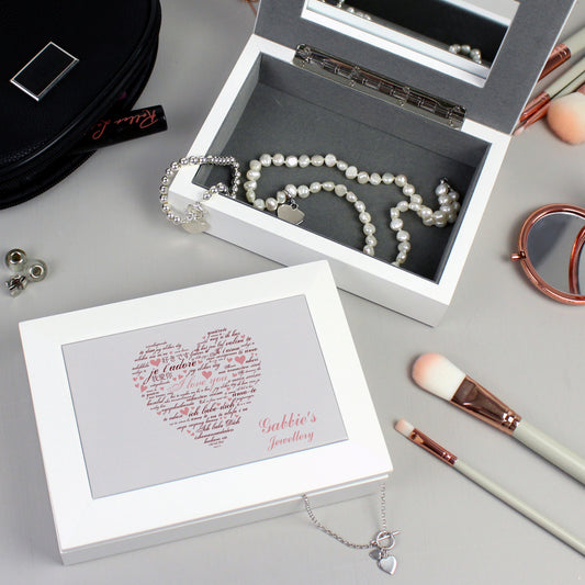 Personalised I Love You White Jewellery Box