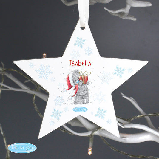 Personalised Me To You Christmas Wooden Star Decoration