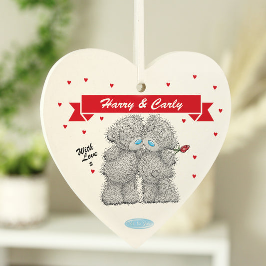 Personalised Me to You Couple Wooden Heart Decoration