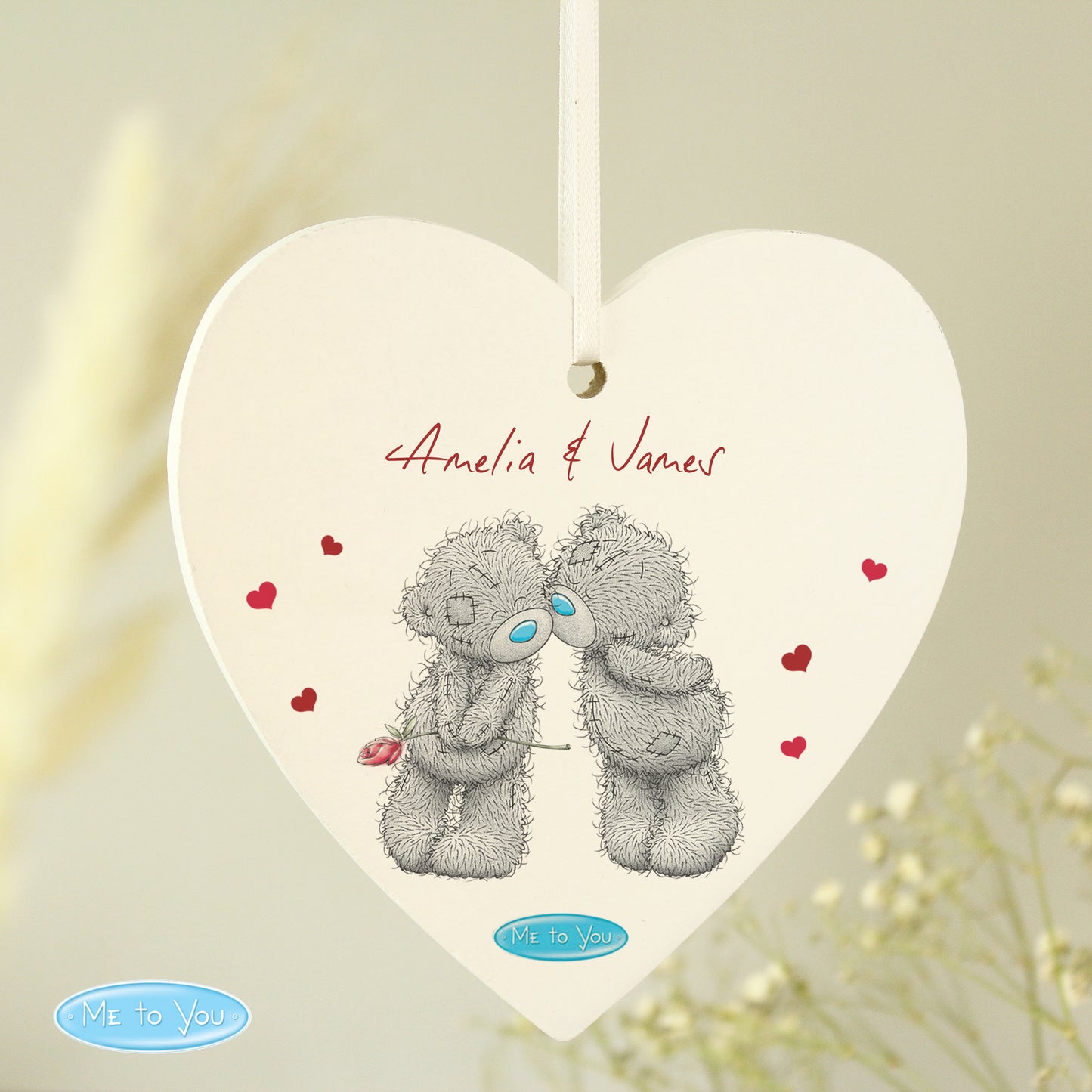 Personalised Me to You Couples Wooden Heart Decoration