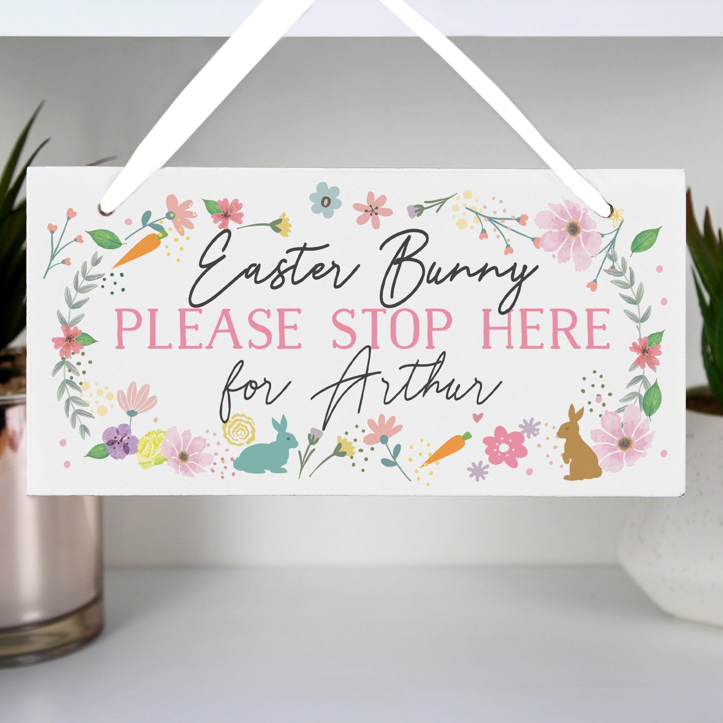 Personalised Easter Springtime Wooden Sign